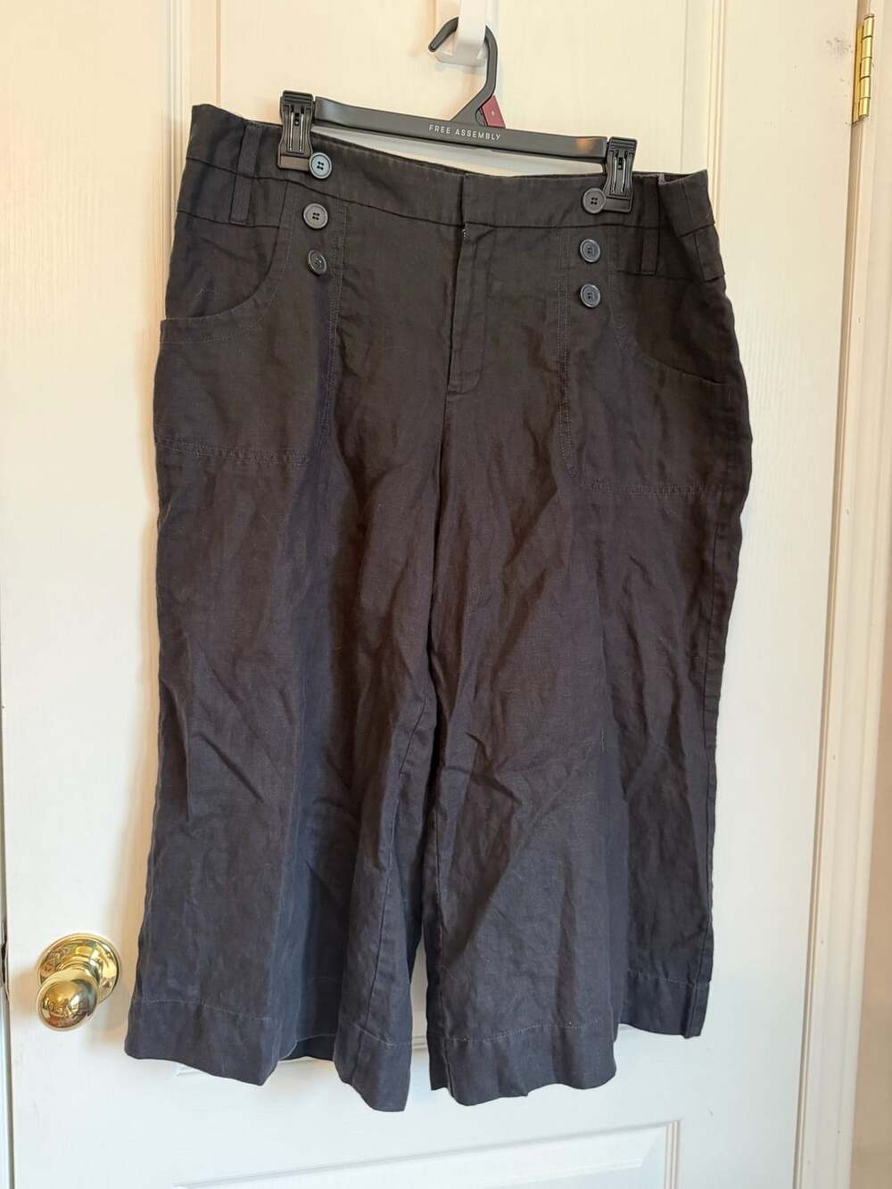 London Jean The Marisa Fit Chino Size 16 Black Linen Pants
